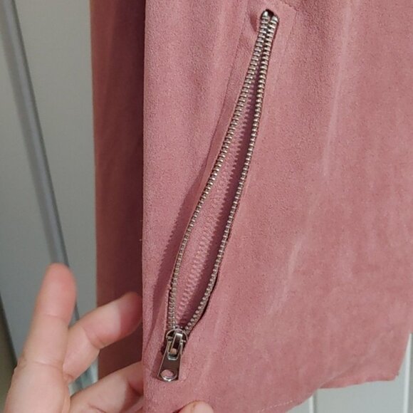 One by Chapter One drape cropped front jacket cardigan long sleeve dark Pink - Picture 6 of 8